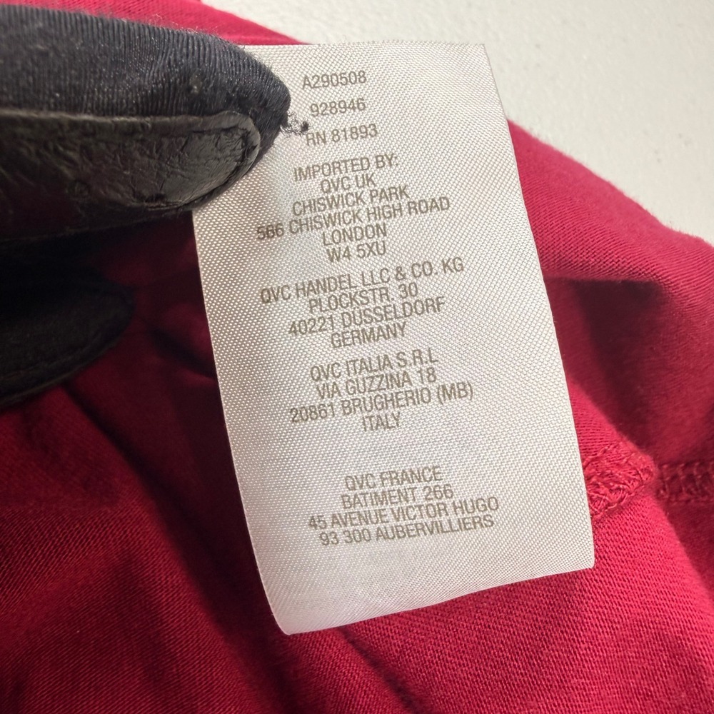 LOGO Lori Goldstein Sharkbite Tunic Top Berry Red Side Button Pocket Large - Picture 7 of 9